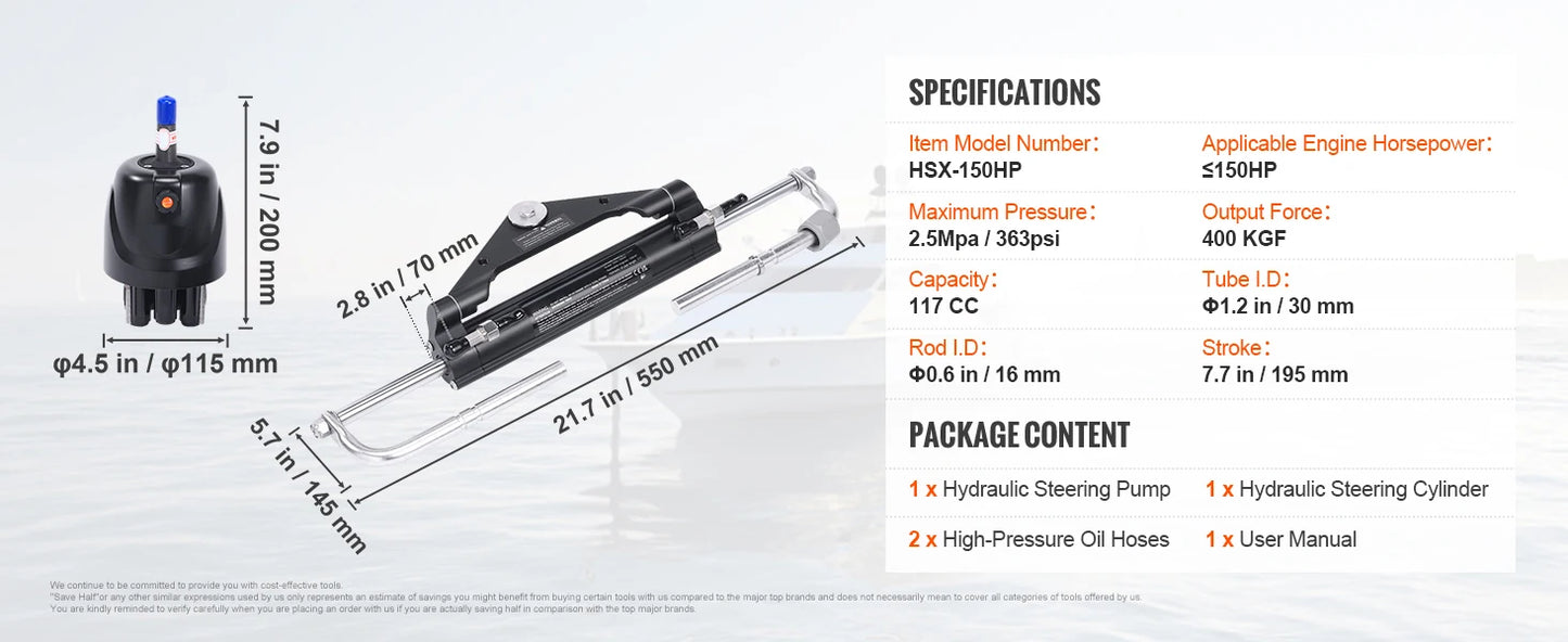 150HP Hydraulic Outboard Steering Kit