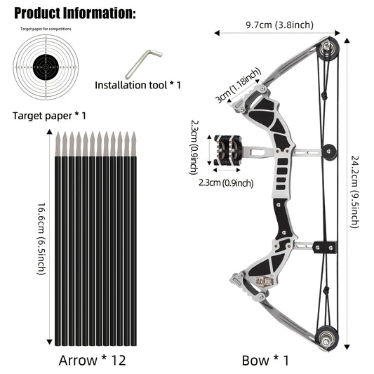 Mini Compound Bow and Arrow Set 9.5inch
