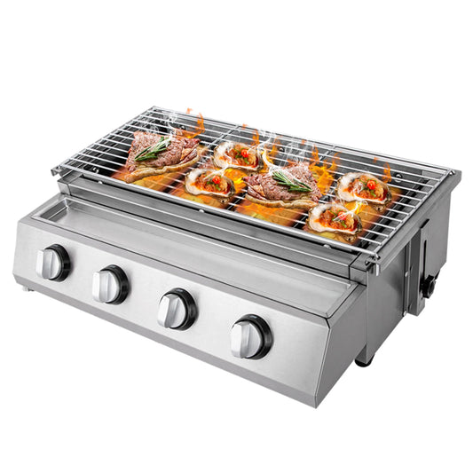 4-Burner Stainless Steel Tabletop Propane / LPG Gas Grill