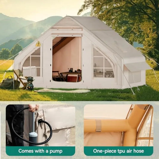 Inflatable Camping Tents Blow Up Hot Tent with Pump and Stove Jack for Outdoor Adventure Easy Setup with Explosion Proof Valve