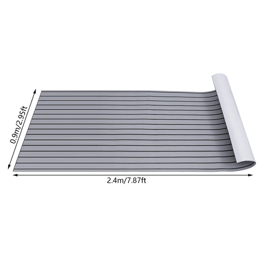 94.5"x 35.4" EVA Light Gray with Black Stripes RV Anti-Skid Mat for Boat Decks