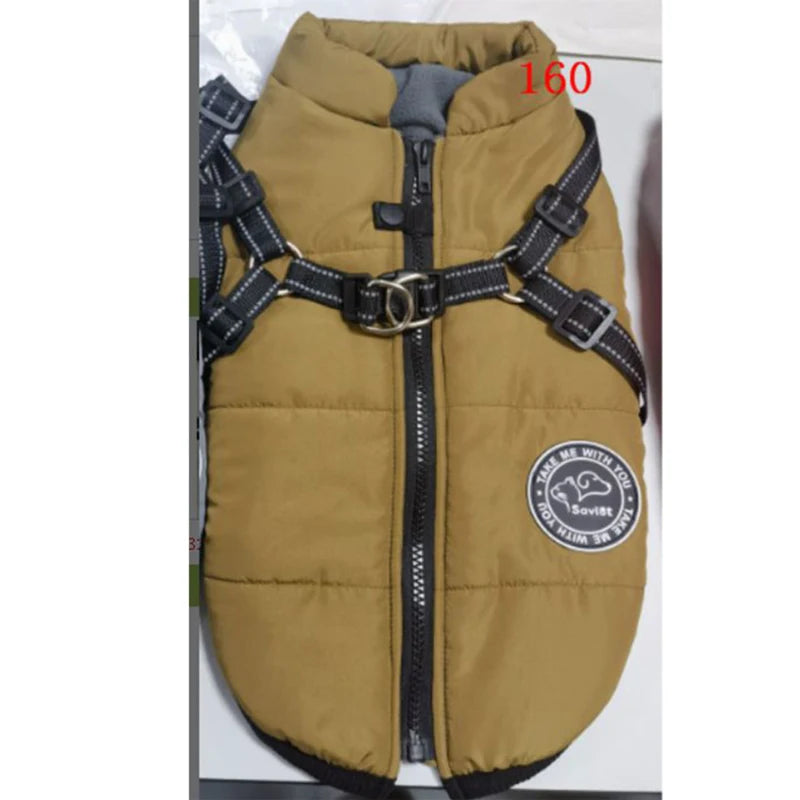 Warm Winter Waterproof Fleece Dog Jacket/Harness