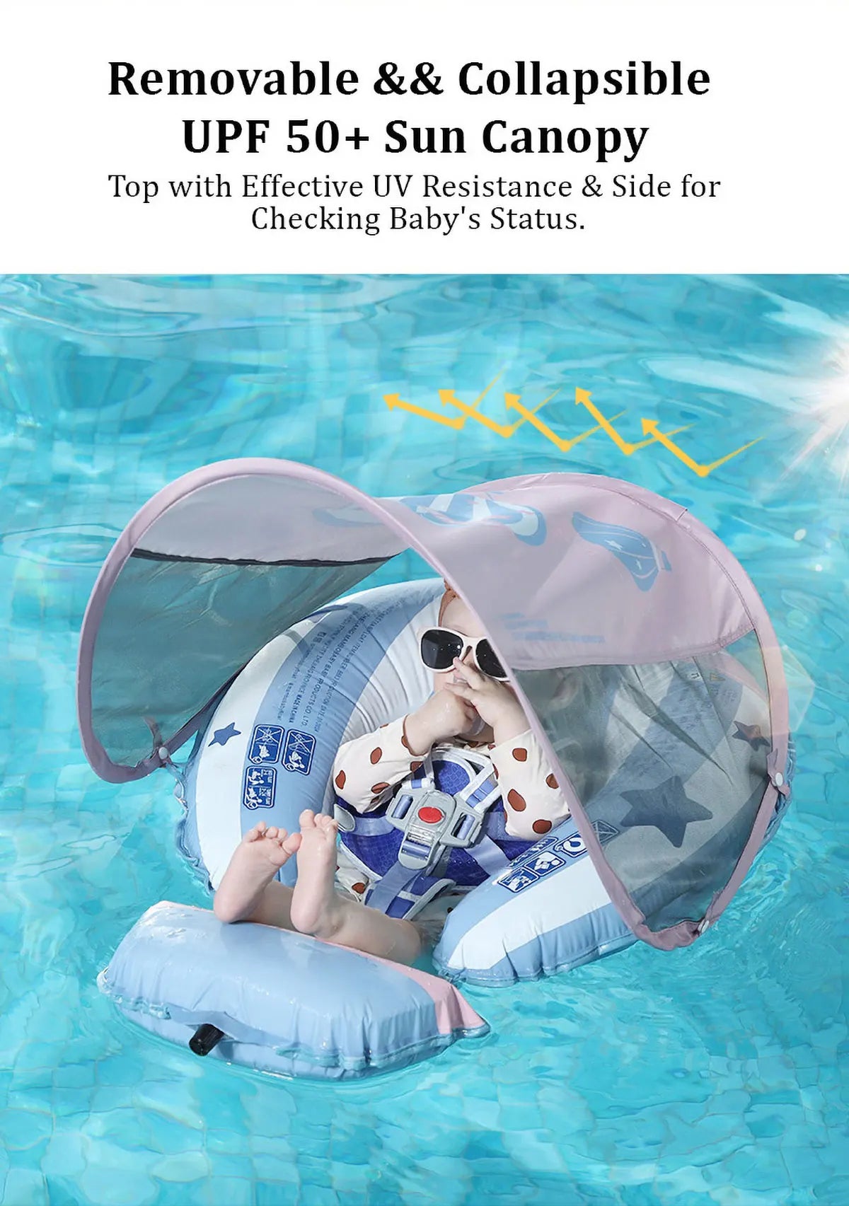 Baby Swimming Float With Sunshade For Infant Non-Inflatable
