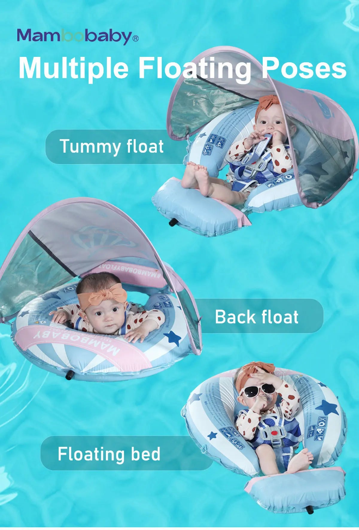 Baby Swimming Float With Sunshade For Infant Non-Inflatable