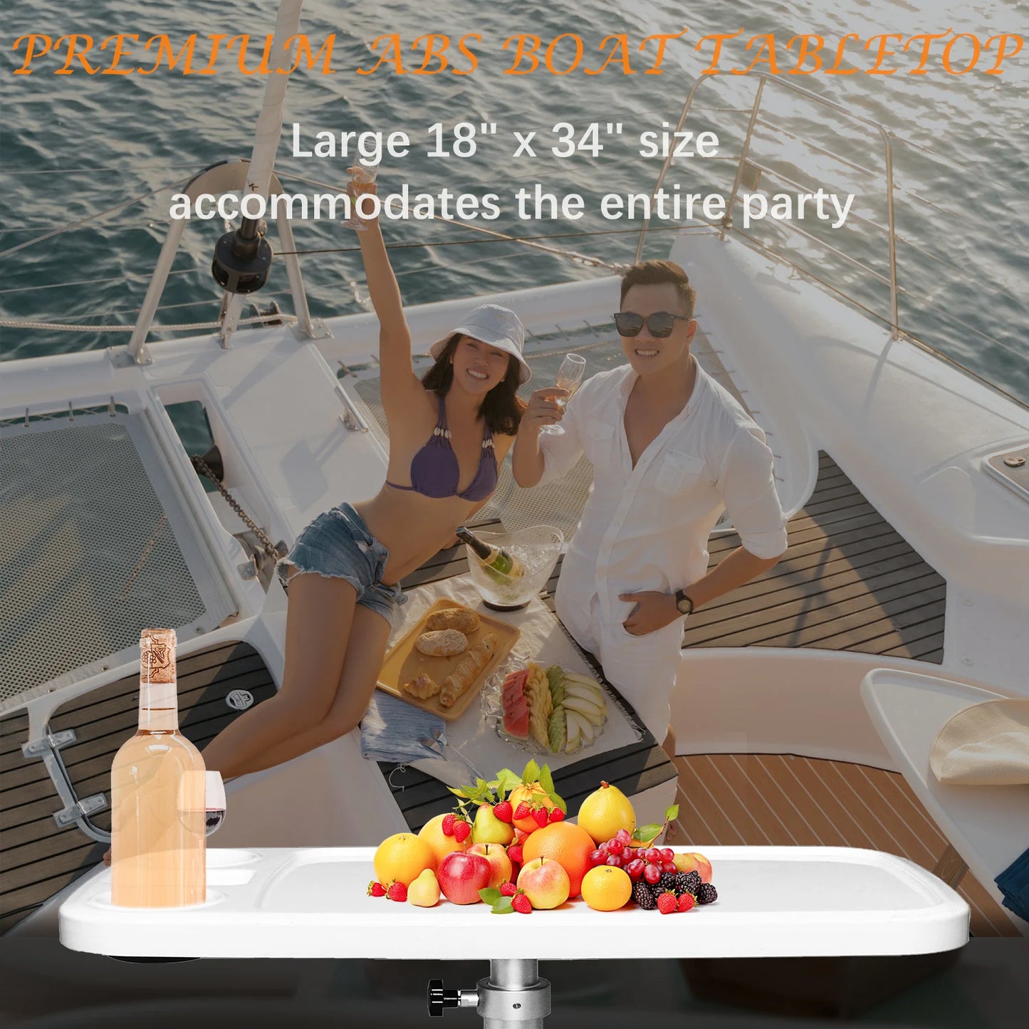 Removable Boat Table, 34X18 inch Rectangular Pontoon Boat Table