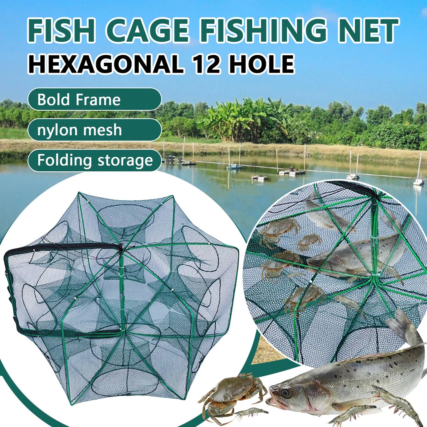 Nylon Folding Lobster / Shrimp / Crab / Fish Cage / Trap