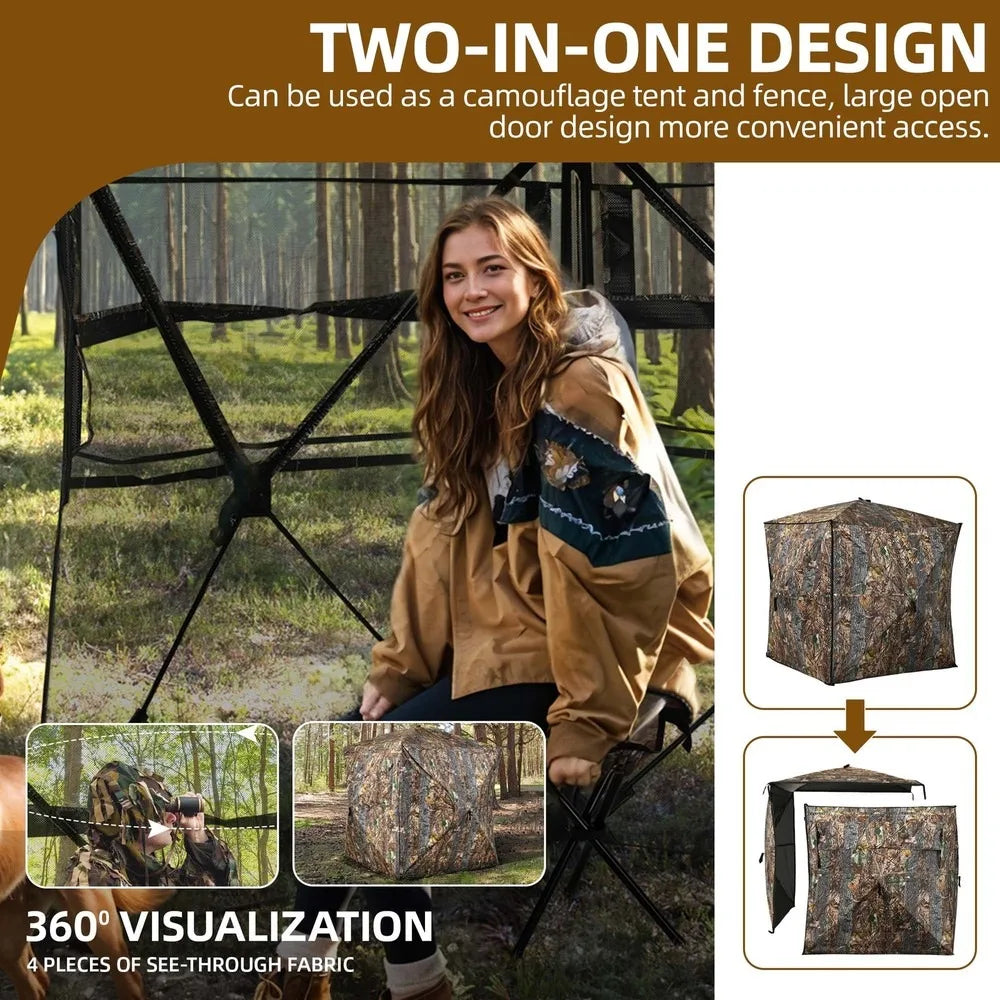 360 Degree Hunting Blind Fully Open Door for 2-3 Person with Stool