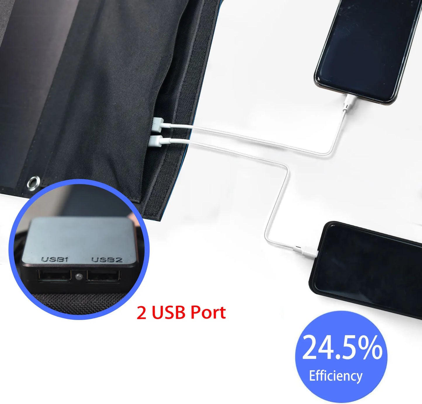 28W Folding Solar Panel 2 USB Ports Phone Charger
