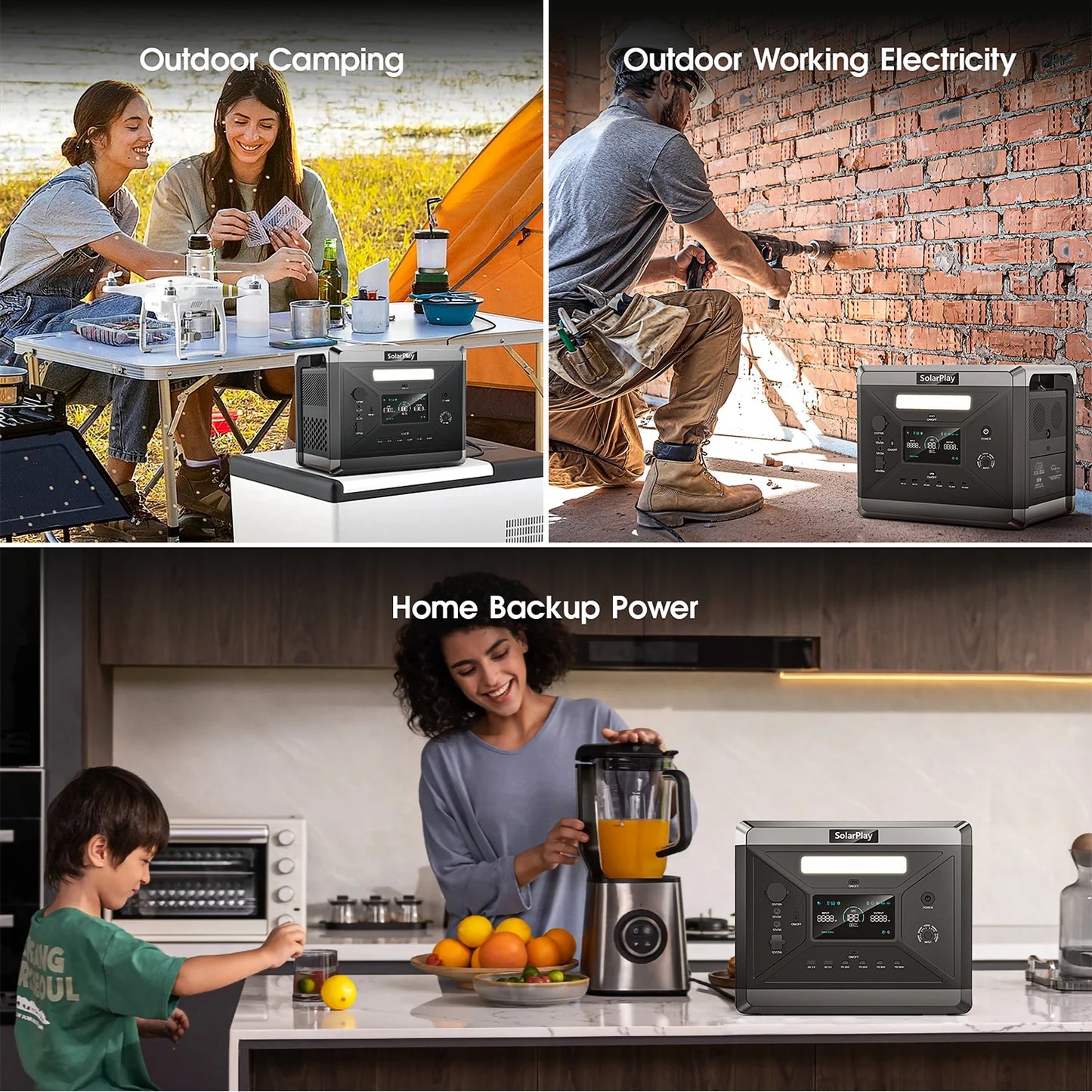 Portable Solar Power Generator Station with 2400W AC Output