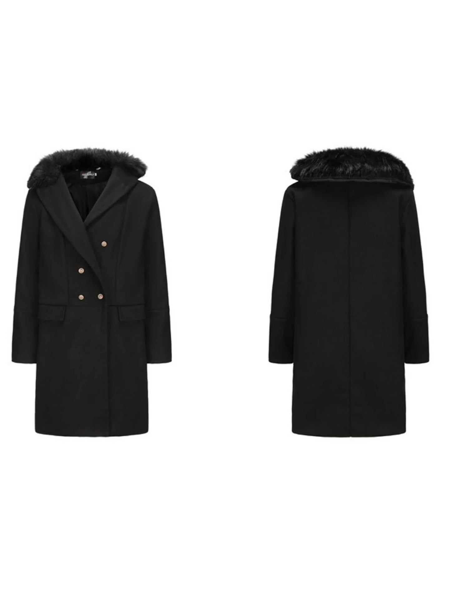 Men s Classic Double Breasted Trench Coat with Removable Fur Collar for Winter Warmth