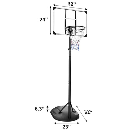 Portable Basketball Hoop System Height Adjustable 7.5ft - 9.2ft 32 Inch Backboard