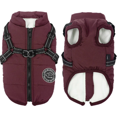 Warm Winter Waterproof Fleece Dog Jacket/Harness