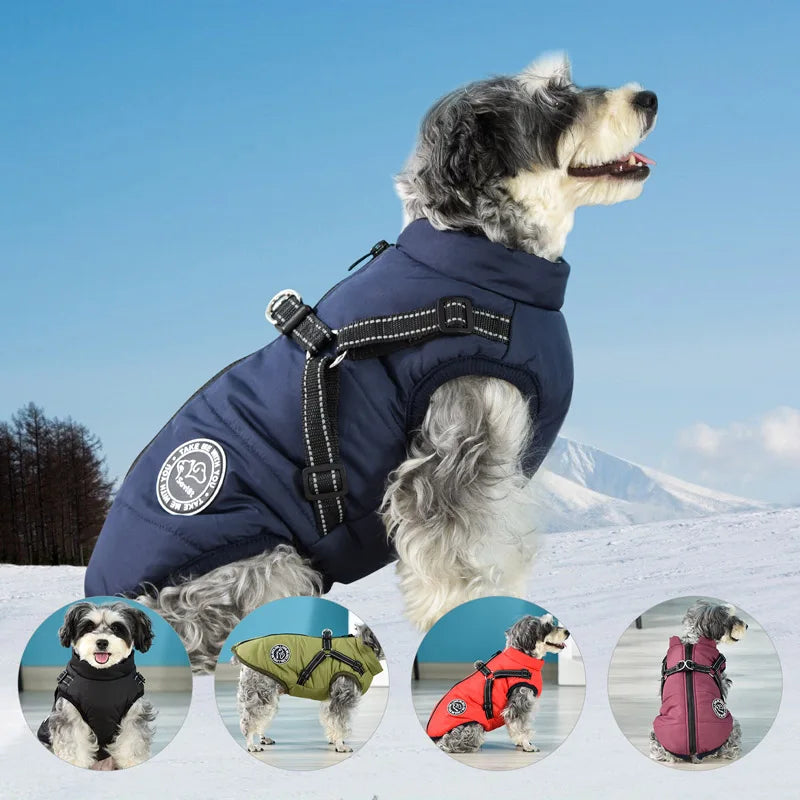 Warm Winter Waterproof Fleece Dog Jacket/Harness