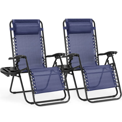 Set of 2 Recliner Lounge Chair with Cup Holder Trays