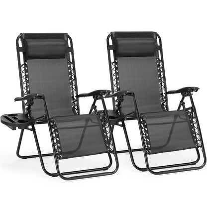Set of 2 Recliner Lounge Chair with Cup Holder Trays