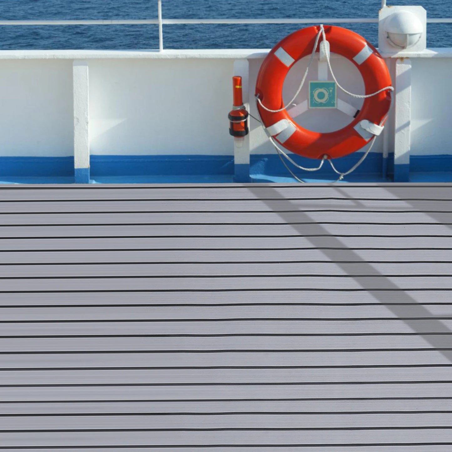 94.5"x 35.4" EVA  Light Gray with Black Stripes RV Anti-Skid Mat for Boat Decks