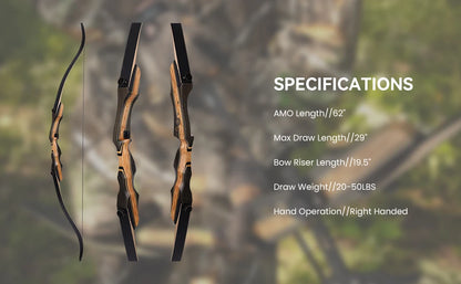 Archery Takedown Recurve Bow 62 inch for Adults, Beginners, Teens & Youth