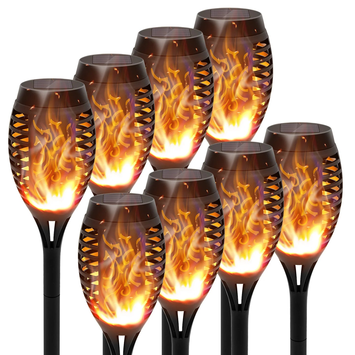 Solar Outdoor LED 4/6Pcs Solar Torch Lights with Flickering Flame Waterproof Camp Illumination