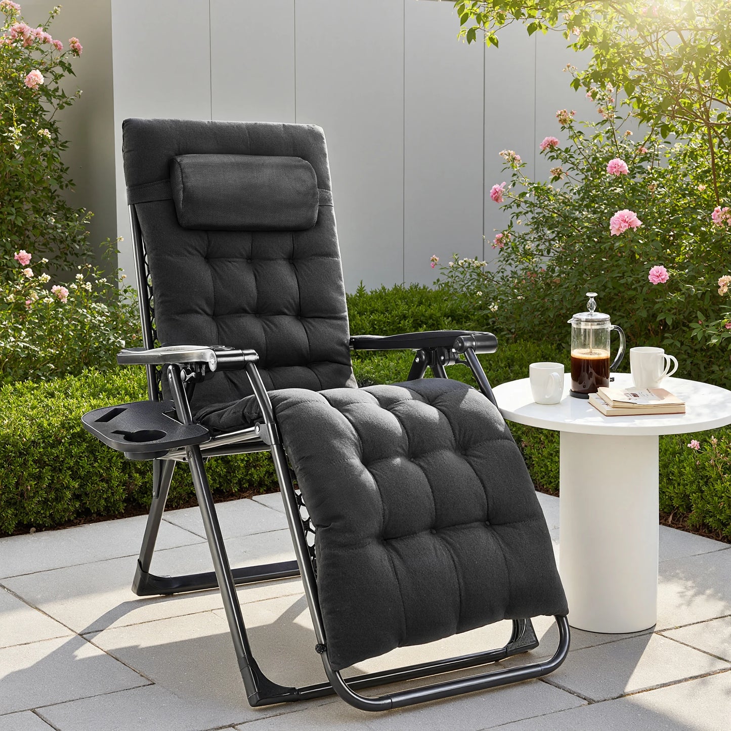 Set of 2 Recliner Lounge Chair with Cup Holder Trays