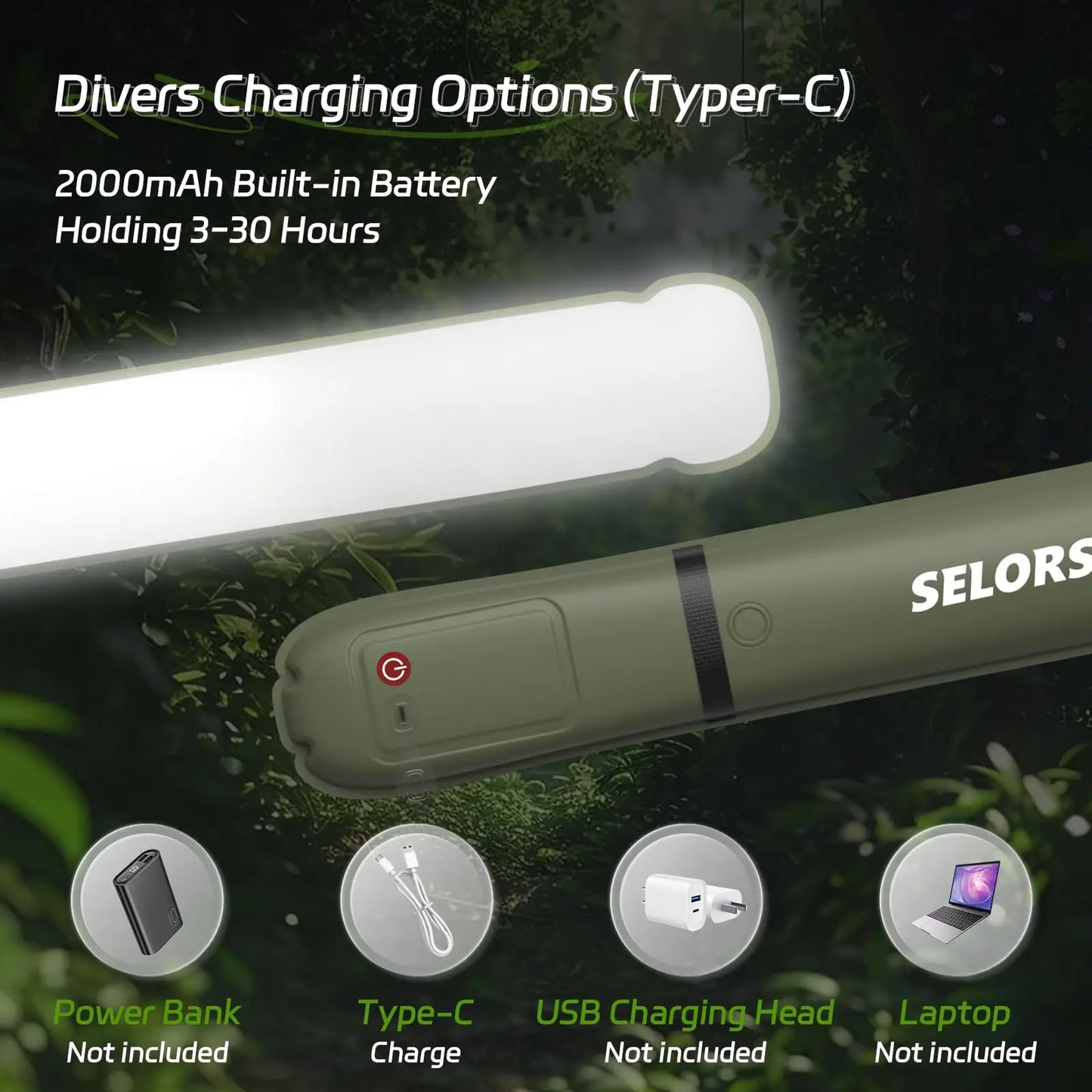 Rechargeable Camping Strong Light Waterproof 2000 mAh Tent Lamp