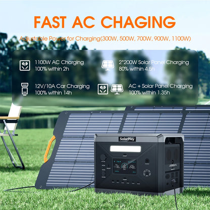 Portable Solar Power Generator Station with 2400W AC Output