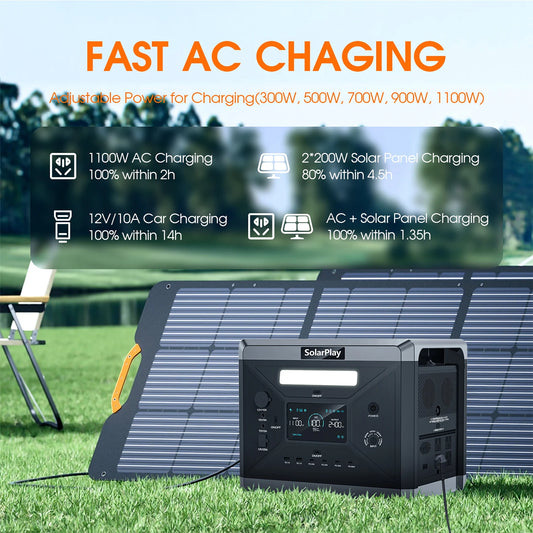 Portable Solar Power Generator Station with 2400W AC Output