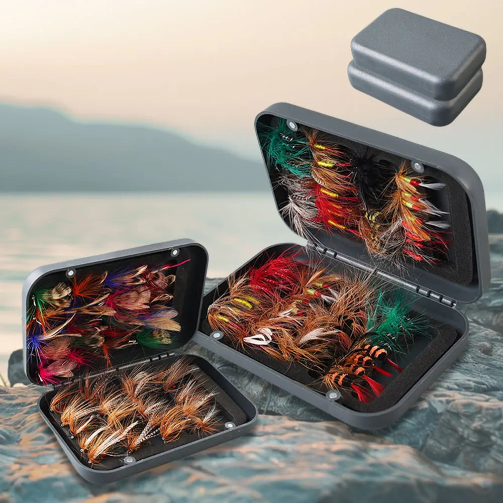 60/41pcs Box Fly Hook Set Artificial Insect Fishing Baits Flies with Lures for Trout, Carp