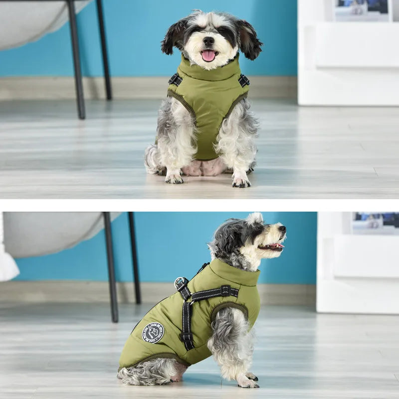 Warm Winter Waterproof Fleece Dog Jacket/Harness