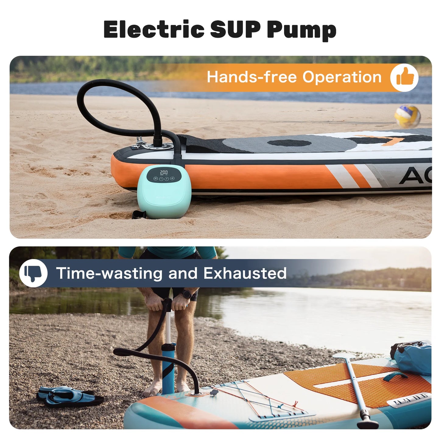 Electric 20PSI Paddle Board Inflation for Kayak Boat Tent Surf Board Stand Up Board Air Pump.
