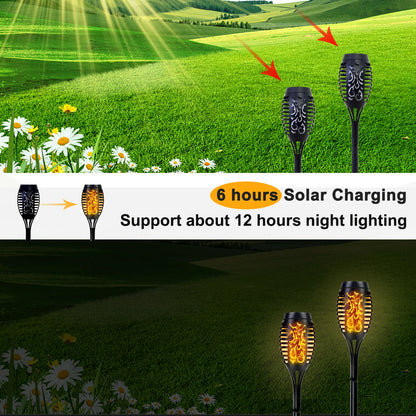 Solar Outdoor LED 4/6Pcs Solar Torch Lights with Flickering Flame Waterproof Camp Illumination