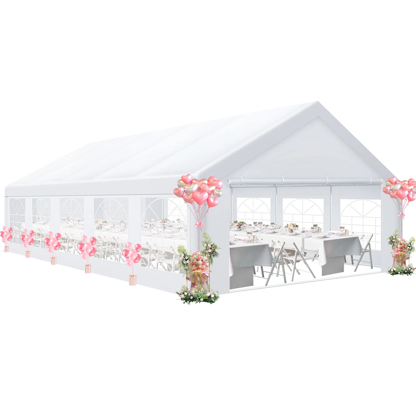 16x32 Heavy Duty Party Tent with 6 Removable Sidewalls & 4 Built-in Sandbag,
