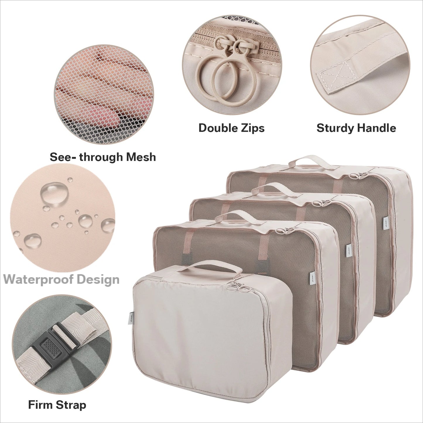 8 Set Waterproof Luggage Organizer Bags with Shoe Bag