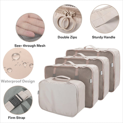 8 Set Waterproof Luggage Organizer Bags with Shoe Bag