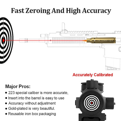 223REM Optics Cartridge Red Dot Laser Bore Sighter For Pistol Rifle Scope