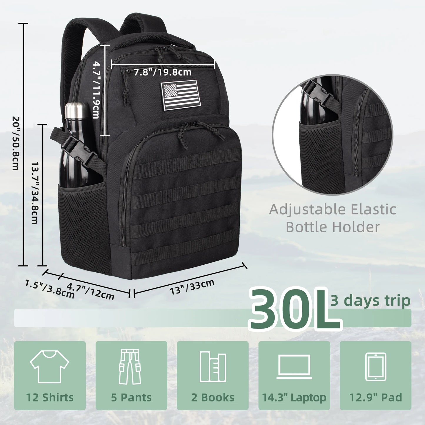 45L/25L /32LTactical Backpack Men's Travel Large Capacity Rucksacks Men Waterproof Outdoor Sports Multi-functional Bags