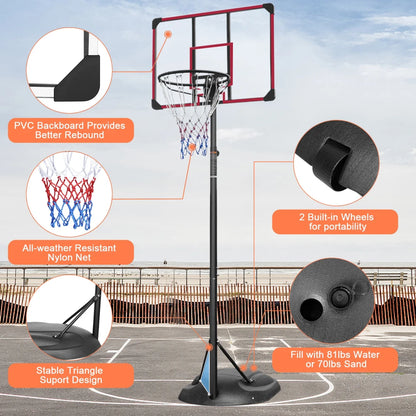Portable Basketball Hoop System Height Adjustable 7.5ft - 9.2ft 32 Inch Backboard