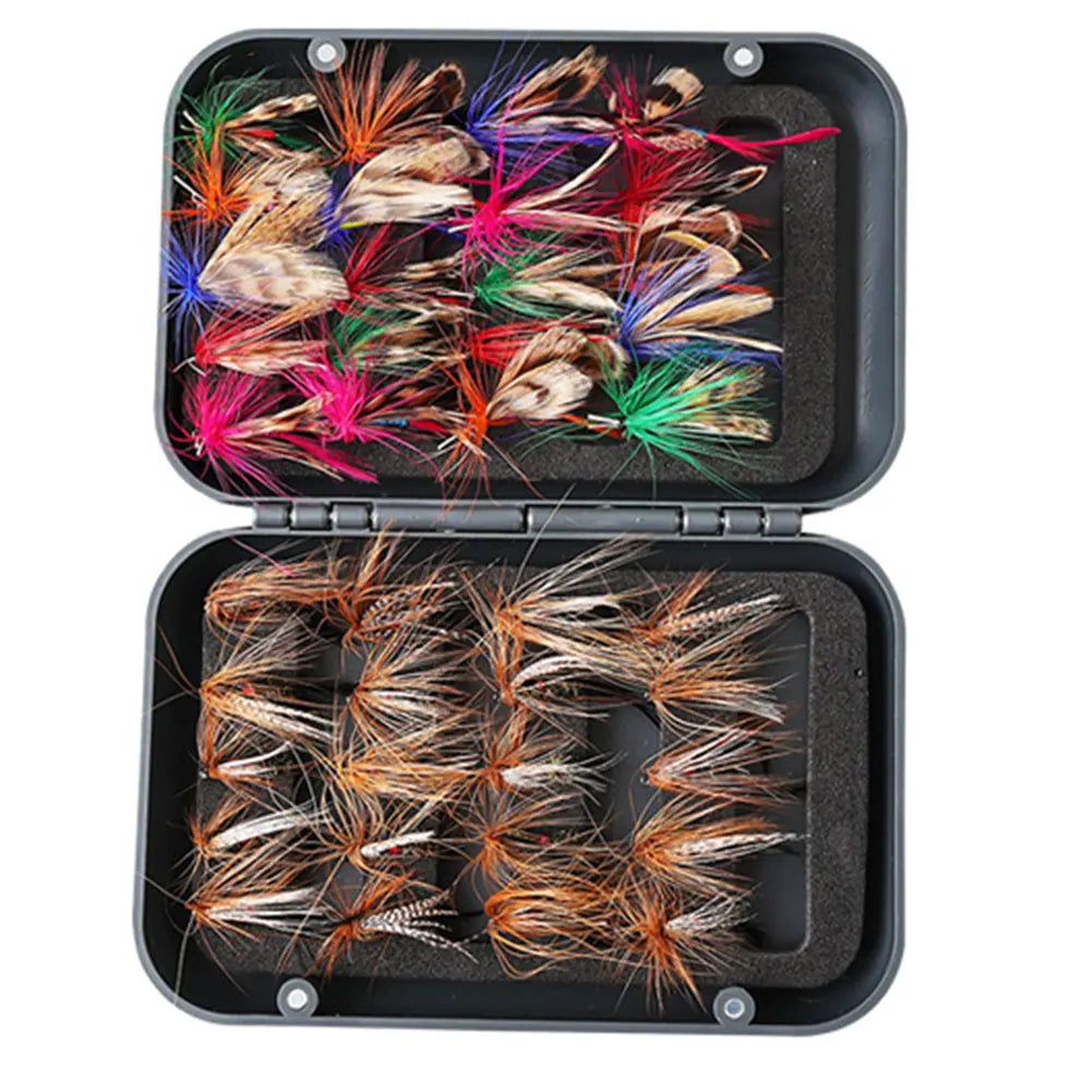60/41pcs Box Fly Hook Set Artificial Insect Fishing Baits Flies with Lures for Trout, Carp