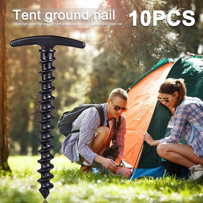 10pcs/set Windproof Ground Peg Screw Tent Stakes 14.5x7cm