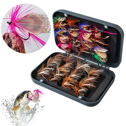 60/41pcs Box Fly Hook Set Artificial Insect Fishing Baits Flies with Lures for Trout, Carp