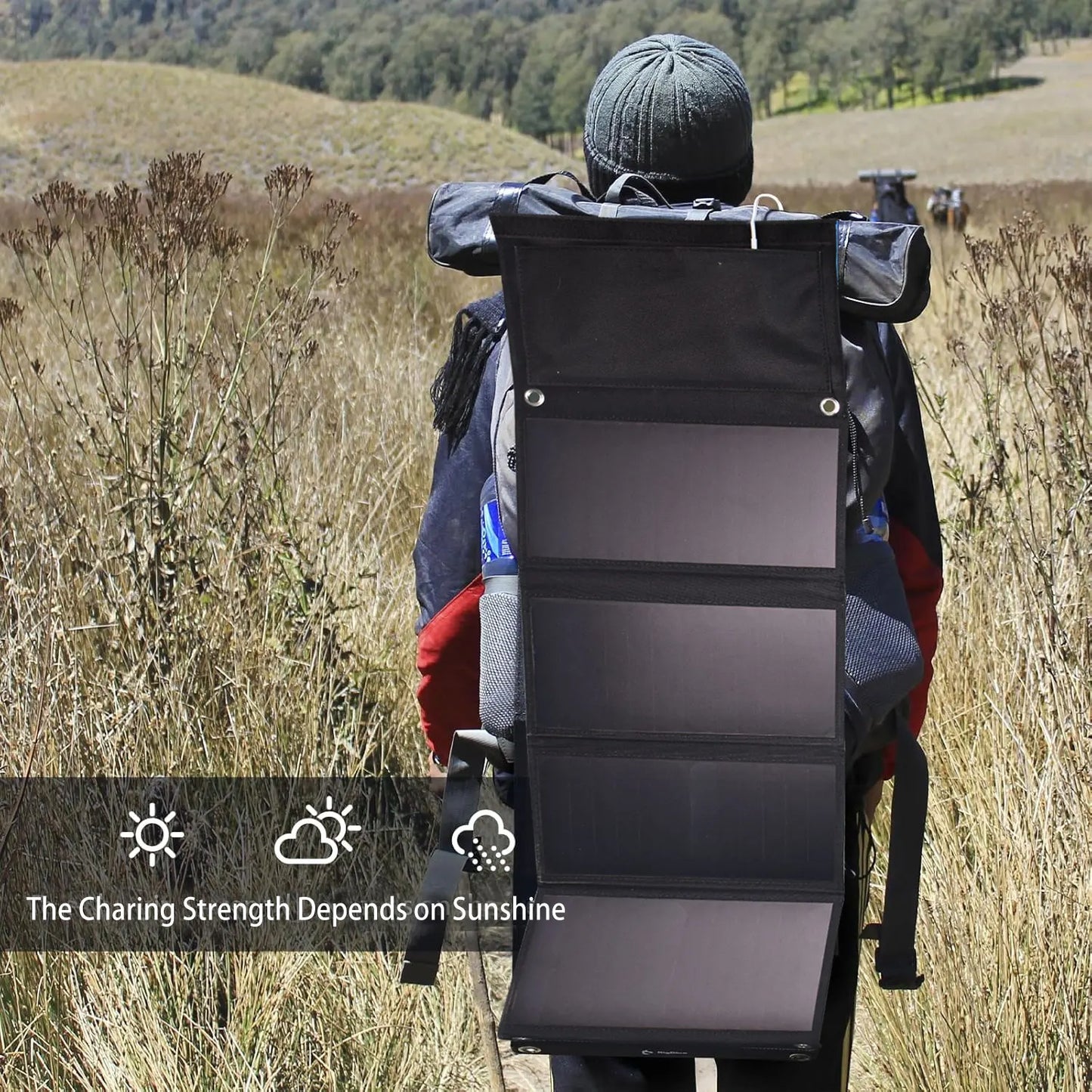 28W Folding Solar Panel 2 USB Ports Phone Charger