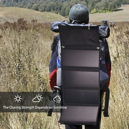 28W Folding Solar Panel 2 USB Ports Phone Charger