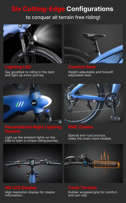 2000W Adults 27.5" Removable Battery Electric Mountain Ebike