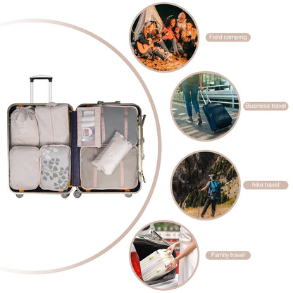 8 Set Waterproof Luggage Organizer Bags with Shoe Bag