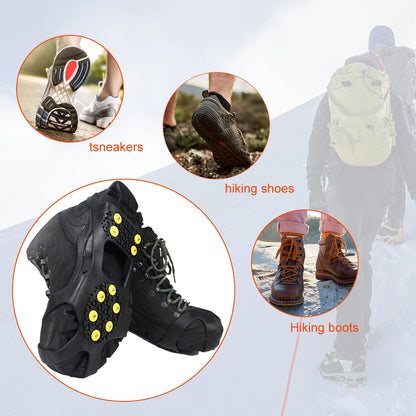 1Pair 10 Teeth Snow Ice Claw Spikes for Walking Hiking Boots