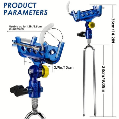 2-piece stainless steel fishing rod holder, 360° adjustable one-touch lock