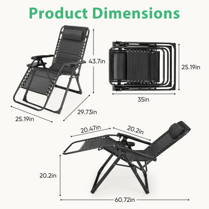 Set of 2 Recliner Lounge Chair with Cup Holder Trays