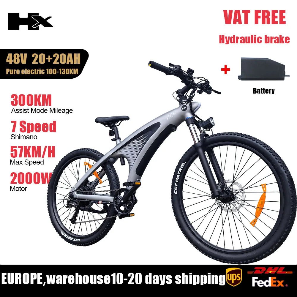 2000W Adults 27.5" Removable Battery Electric Mountain Ebike