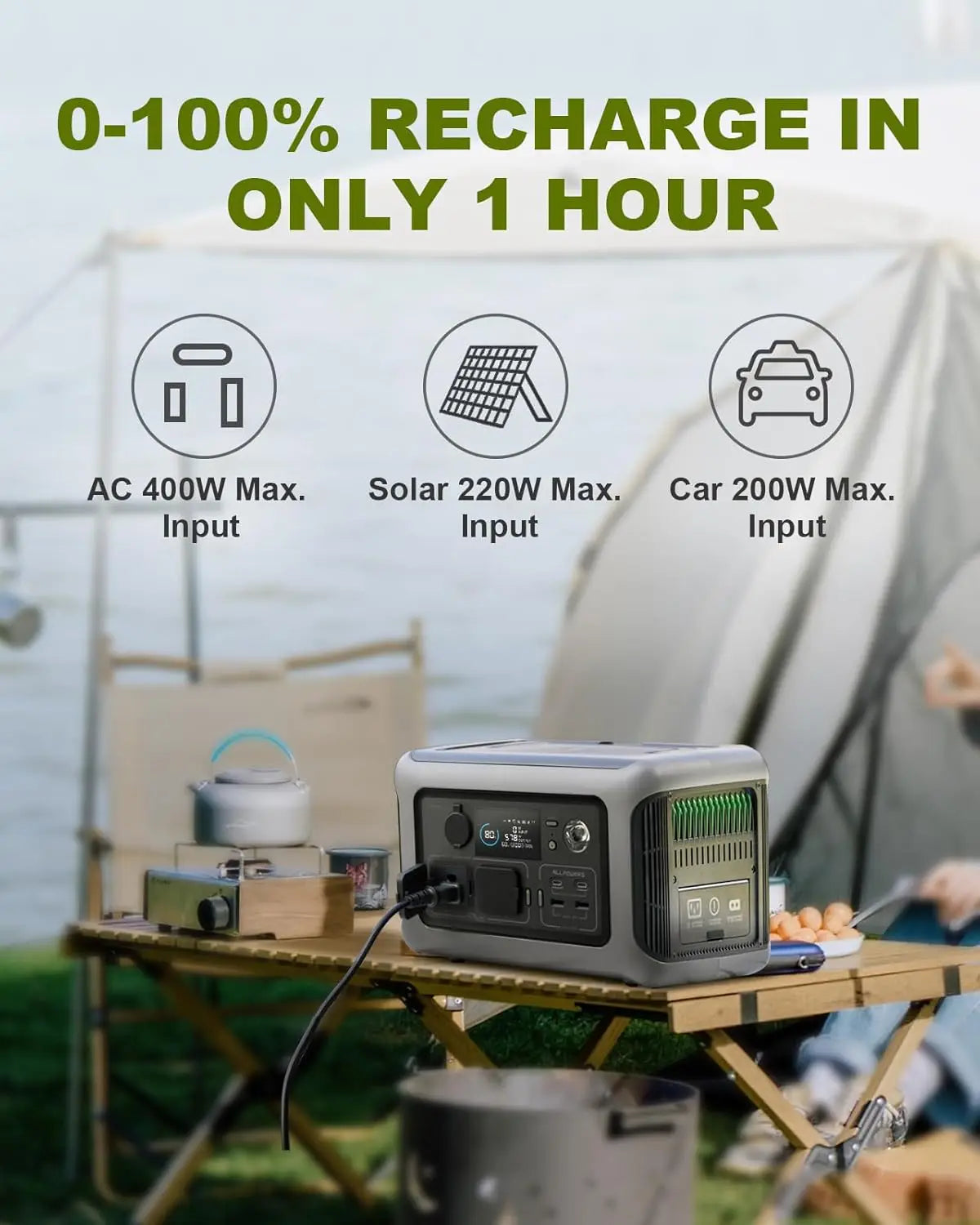 Portable (600W,1200WSurge) AC Power Station