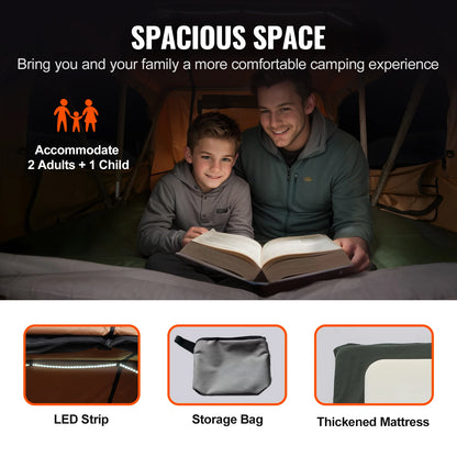 SucceBuy Rooftop Tent Hardshell Folding Tent with Telescopic Ladder Mattress PVC Cover Bag Waterproof Jeep SUV Van Pickup Truck