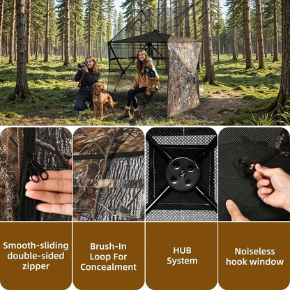 360 Degree Hunting Blind Fully Open Door for 2-3 Person with Stool